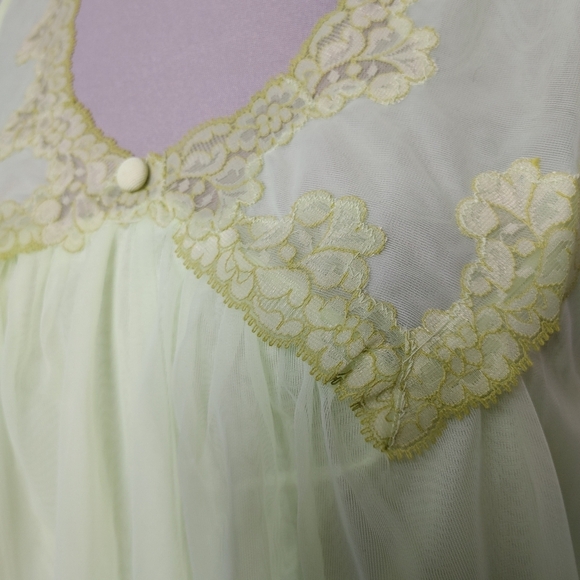 Nos vintage 60's lime green babydoll chemise M - Picture 3 of 12
